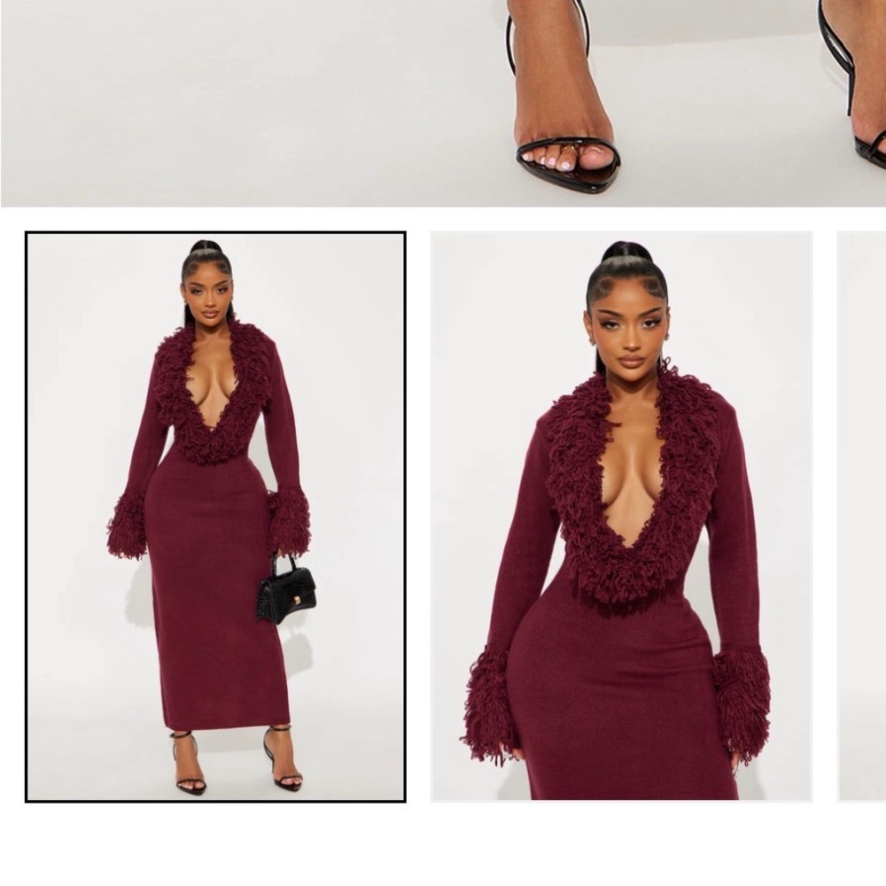 Fashion Nova Burgundy Maxi Dress